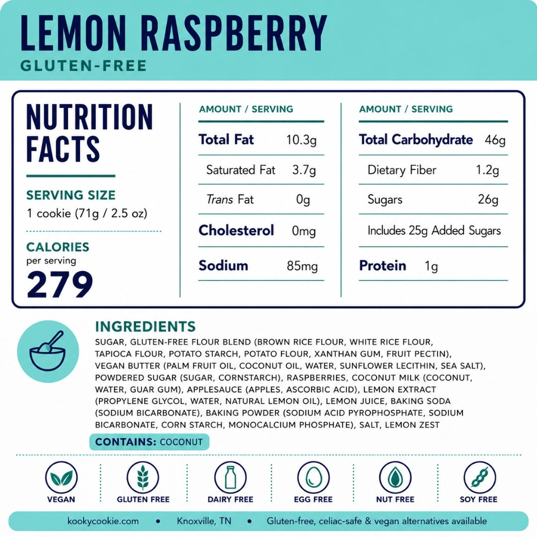 GF Lemon Raspberry Nutrition Label