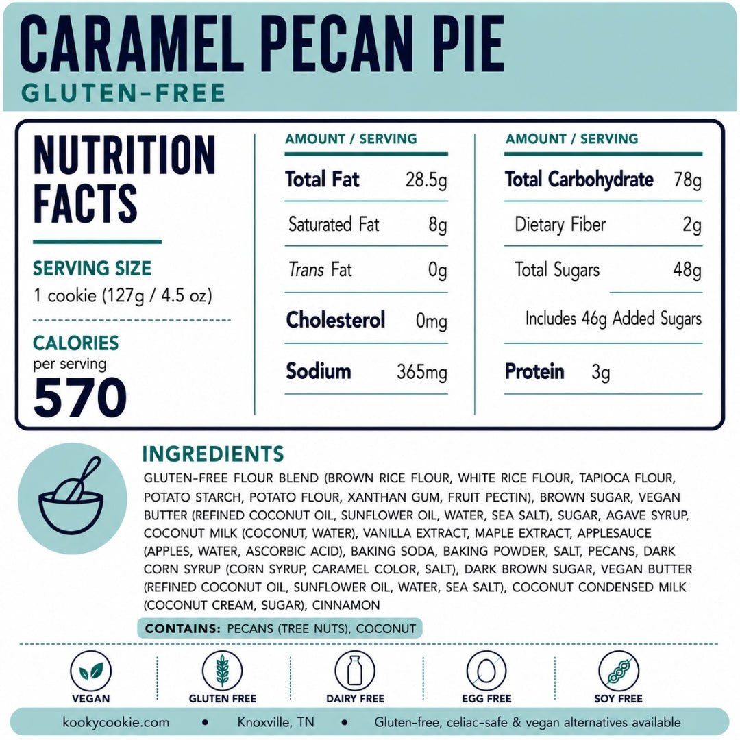 GF Caramel Pecan Pie Nutrition Label