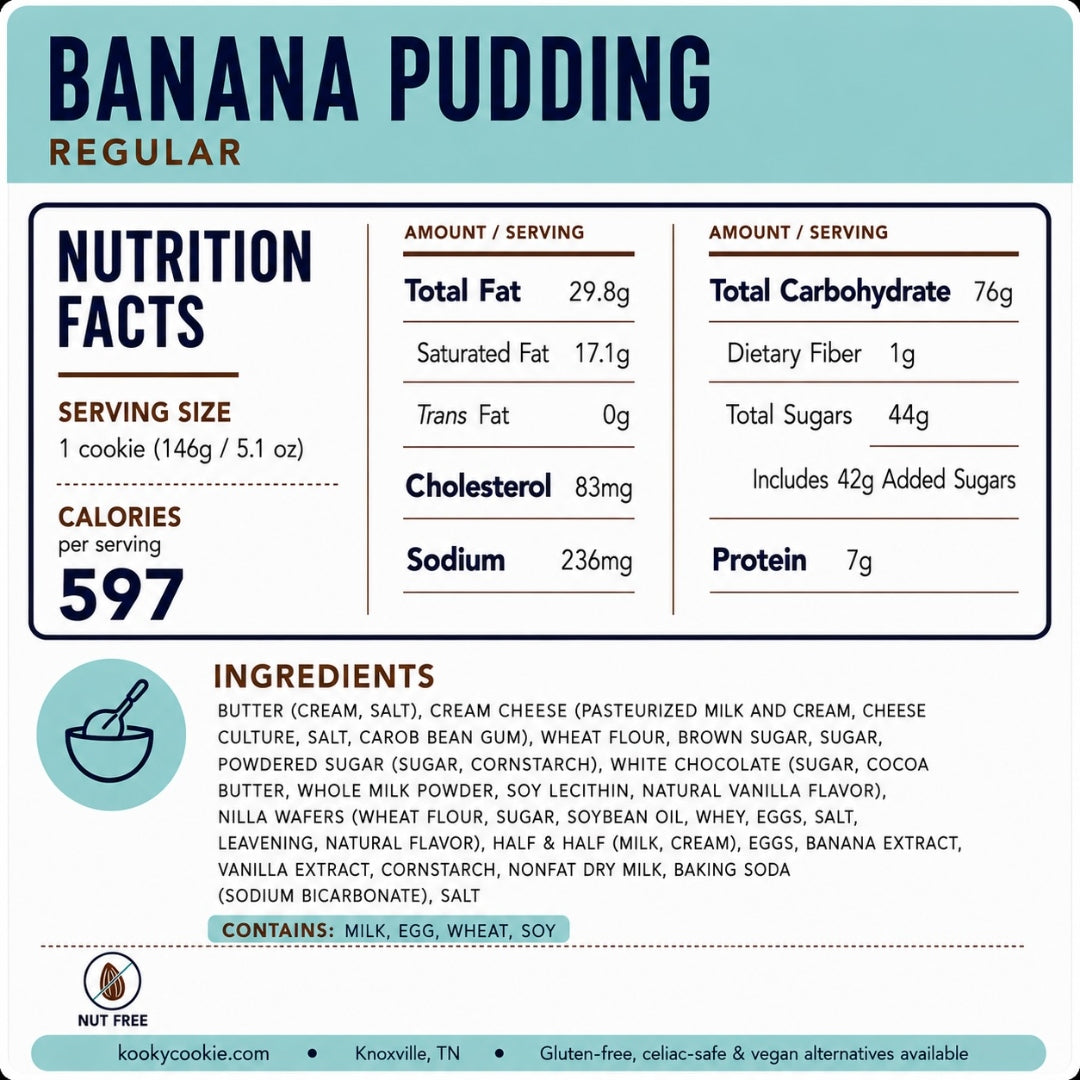 Banana Pudding Nutrition Label