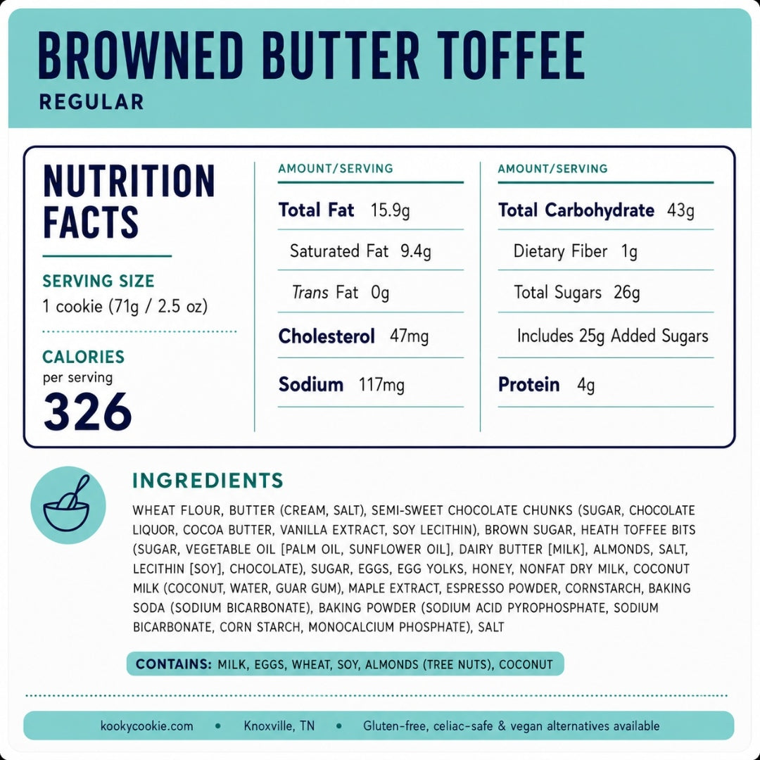Browned Butter Toffee Nutrition Label