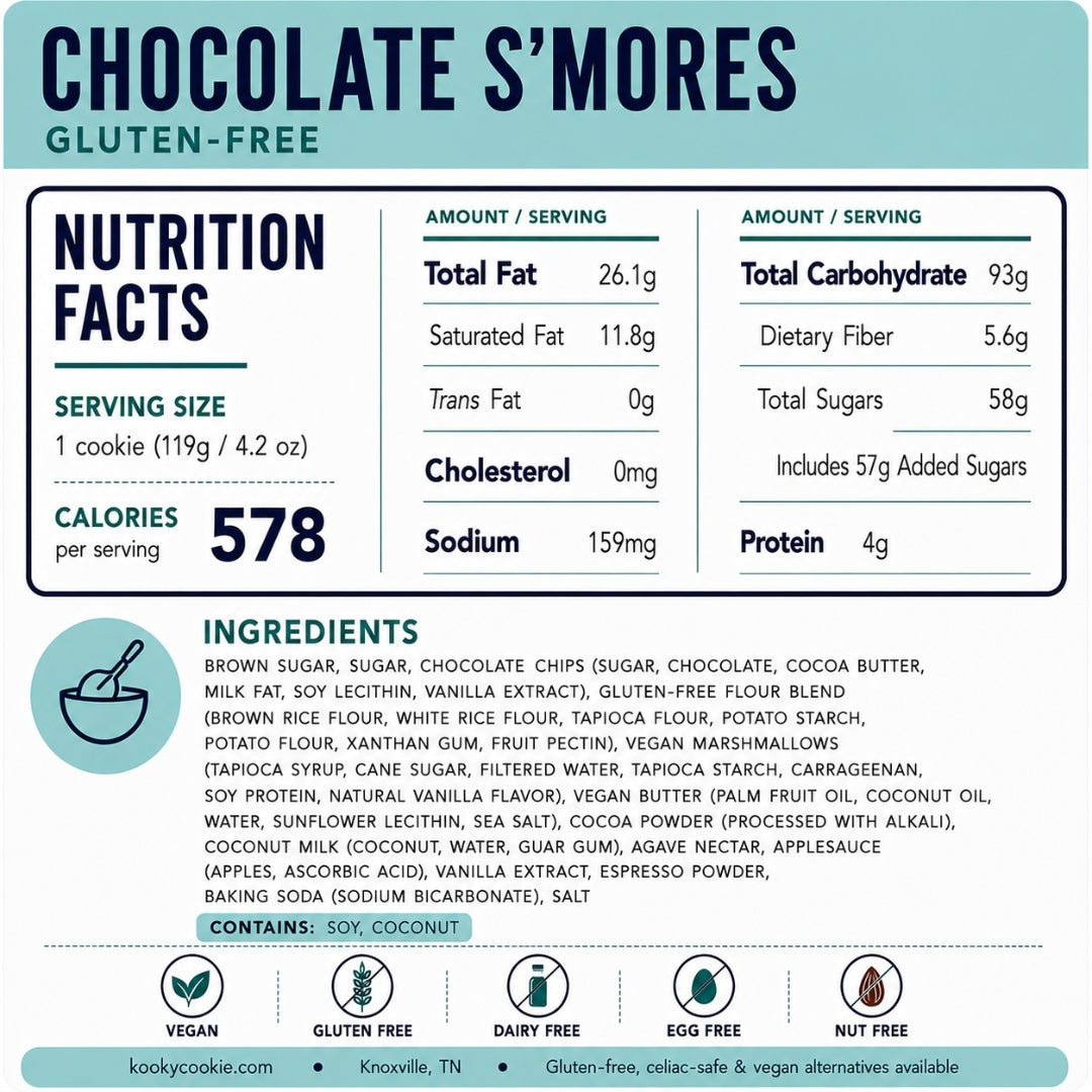 GF Chocolate S'mores Nutrition Label